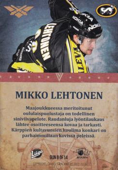 2013-14 Cardset Finland - Artillery #GUN8 Mikko Lehtonen Back