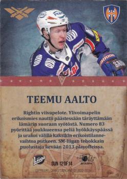 2013-14 Cardset Finland - Artillery #GUN12 Teemu Aalto Back