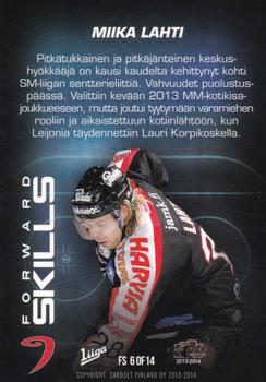 2013-14 Cardset Finland - Forward Skills #FS6 Miika Lahti Back
