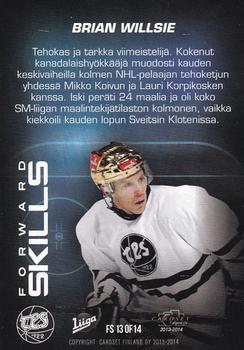2013-14 Cardset Finland - Forward Skills #FS13 Brian Willsie Back