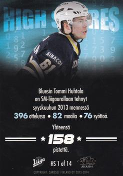 2013-14 Cardset Finland - High Scores #HS1 Tommi Huhtala Back