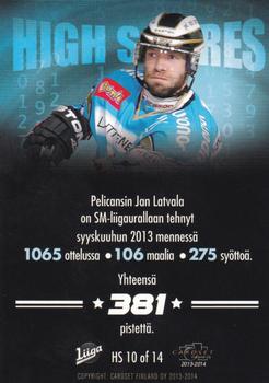 2013-14 Cardset Finland - High Scores #HS10 Jan Latvala Back