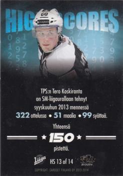 2013-14 Cardset Finland - High Scores #HS13 Tero Koskiranta Back