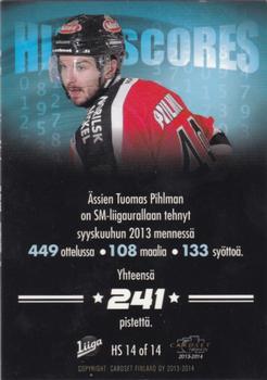 2013-14 Cardset Finland - High Scores #HS14 Tuomas Pihlman Back