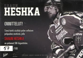 2013-14 Cardset Finland - Patch Series 1 Exchange #NNO Shaun Heshka Back