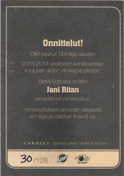 2013-14 Cardset Finland - Signature #NNO Jani Rita Back