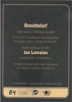 2013-14 Cardset Finland - Signature #NNO Jan Latvala Back