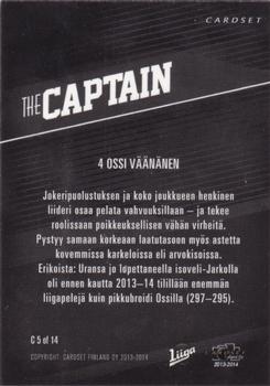 2013-14 Cardset Finland - The Captain #C5 Ossi Väänänen Back
