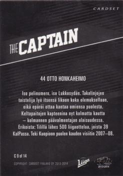 2013-14 Cardset Finland - The Captain #C9 Otto Honkaheimo Back