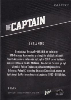 2013-14 Cardset Finland - The Captain #C11 Ville Koho Back