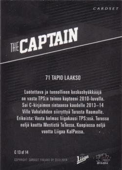 2013-14 Cardset Finland - The Captain #C13 Tapio Laakso Back