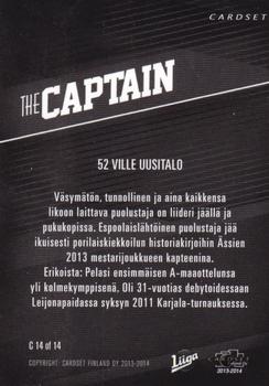2013-14 Cardset Finland - The Captain #C14 Ville Uusitalo Back