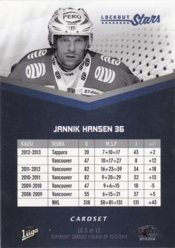 2013-14 Cardset Finland - Lockout Stars #LS5 Jannik Hansen Back