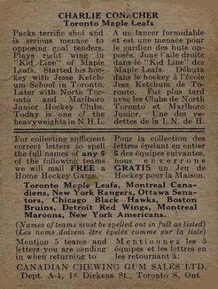 1933-34 Canadian Gum (V252) #NNO Charlie Conacher Back