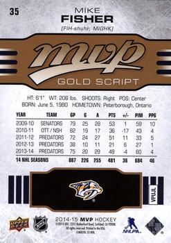 2014-15 Upper Deck MVP - Gold Script #35 Mike Fisher Back