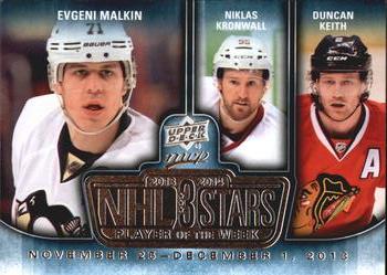 2014-15 Upper Deck MVP - NHL 3 Stars Player of the Week #3SW-12.02.13 Evgeni Malkin / Niklas Kronwall / Duncan Keith Front