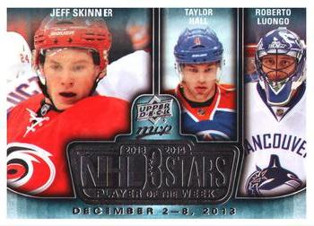 2014-15 Upper Deck MVP - NHL 3 Stars Player of the Week #3SW-12.09.13 Jeff Skinner / Taylor Hall / Roberto Luongo Front