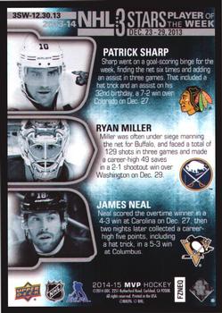 2014-15 Upper Deck MVP - NHL 3 Stars Player of the Week #3SW-12.30.13 Patrick Sharp / Ryan Miller / James Neal Back