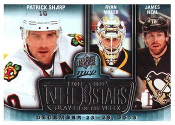 2014-15 Upper Deck MVP - NHL 3 Stars Player of the Week #3SW-12.30.13 Patrick Sharp / Ryan Miller / James Neal Front