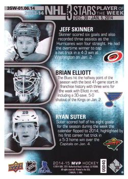 2014-15 Upper Deck MVP - NHL 3 Stars Player of the Week #3SW-01.06.14 Jeff Skinner / Brian Elliott / Ryan Suter Back