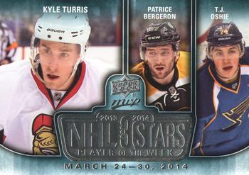 2014-15 Upper Deck MVP - NHL 3 Stars Player of the Week #3SW-03.31.14 Kyle Turris / Patrice Bergeron / T.J. Oshie Front