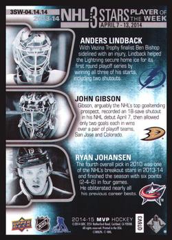 2014-15 Upper Deck MVP - NHL 3 Stars Player of the Week #3SW-04.14.14 Anders Lindback / John Gibson / Ryan Johansen Back