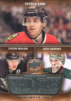 2014-15 Upper Deck MVP - NHL 3 Stars Player of the Month #3SM-11.13 Patrick Kane / Evgeni Malkin / Josh Harding Front