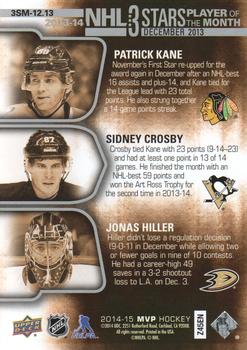 2014-15 Upper Deck MVP - NHL 3 Stars Player of the Month #3SM-12.13 Patrick Kane / Sidney Crosby / Jonas Hiller Back