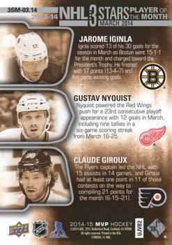 2014-15 Upper Deck MVP - NHL 3 Stars Player of the Month #3SM-03.14 Jarome Iginla / Gustav Nyquist / Claude Giroux Back
