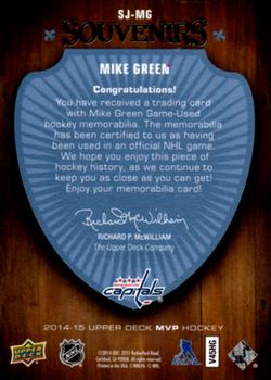 2014-15 Upper Deck MVP - Souvenirs #SJ-MG Mike Green Back