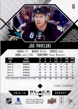2014-15 Upper Deck Black Diamond #6 Joe Pavelski Back
