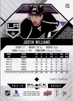 2014-15 Upper Deck Black Diamond #15 Justin Williams Back