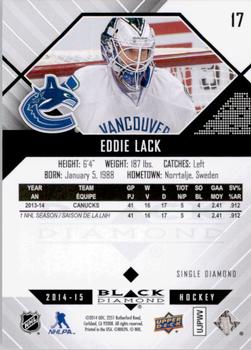 2014-15 Upper Deck Black Diamond #17 Eddie Lack Back