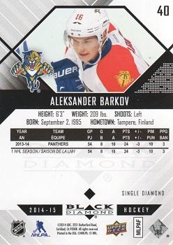 2014-15 Upper Deck Black Diamond #40 Aleksander Barkov Back