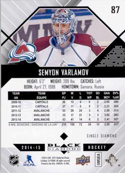 2014-15 Upper Deck Black Diamond #87 Semyon Varlamov Back
