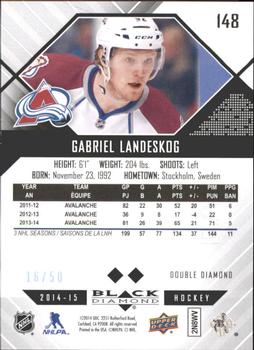 2014-15 Upper Deck Black Diamond #148 Gabriel Landeskog Back