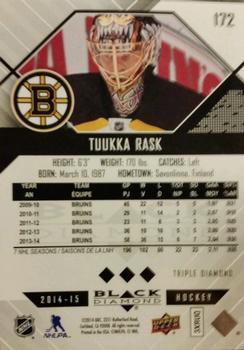 2014-15 Upper Deck Black Diamond #172 Tuukka Rask Back