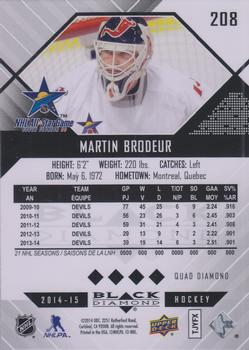2014-15 Upper Deck Black Diamond #208 Martin Brodeur Back