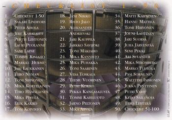 1996-97 Leaf Sisu SM-Liiga (Finnish) - Silver Foil #1 Checklist 1-50 Back