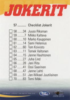 2009-10 Cardset Finland #57 Jokerit Back