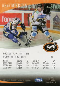 2009-10 Cardset Finland #103 Ilkka Mikkola Back