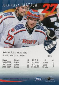 2009-10 Cardset Finland #225 Juha-Pekka Haataja Back