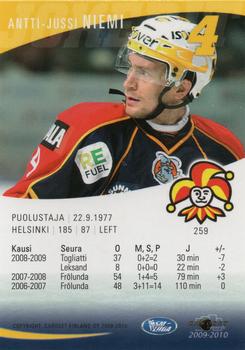 2009-10 Cardset Finland #259 Antti-Jussi Niemi Back