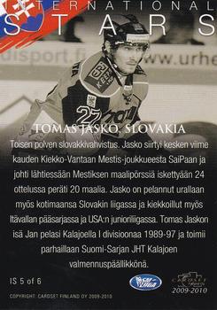 2009-10 Cardset Finland - International Stars #IS5 Tomáš Jasko Back
