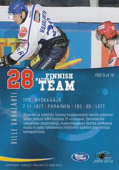 2009-10 Cardset Finland - Finnish National Team #FNT9 Ville Vahalahti Back