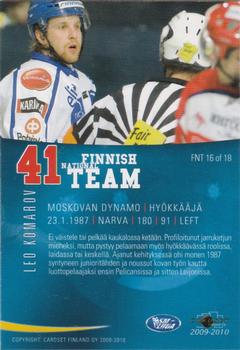 2009-10 Cardset Finland - Finnish National Team #FNT16 Leo Komarov Back