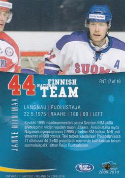 2009-10 Cardset Finland - Finnish National Team #FNT17 Janne Niinimaa Back