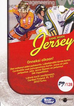 2009-10 Cardset Finland - Game Worn Jersey Redemptions #NNO Janne Ojanen Back