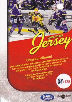 2009-10 Cardset Finland - Game Worn Jersey Redemptions #NNO Kalle Sahlstedt Back