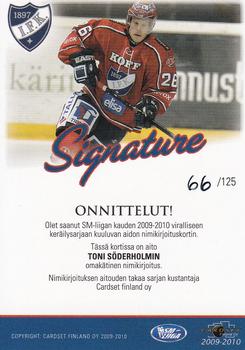 2009-10 Cardset Finland - Signature #NNO Toni Söderholm Back